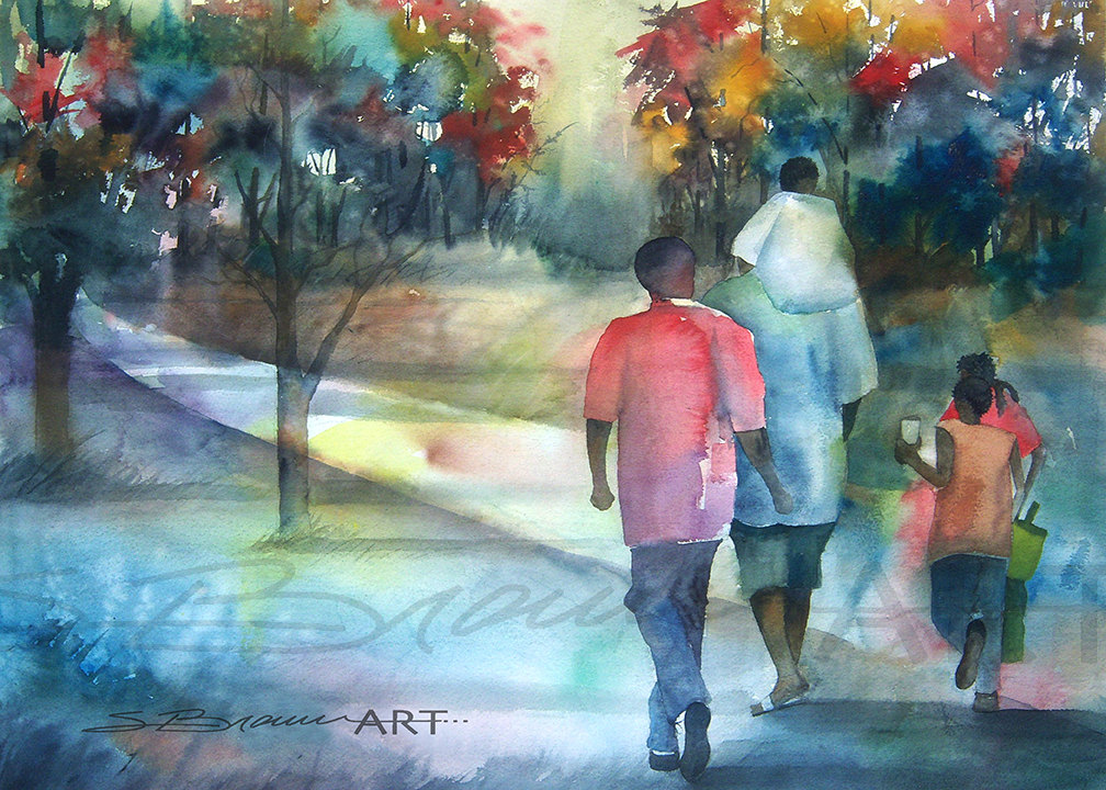1008x720 Webuyblack Gt Watercolor Paintings Gt Family Time Watercolor - Large Watercolor Art