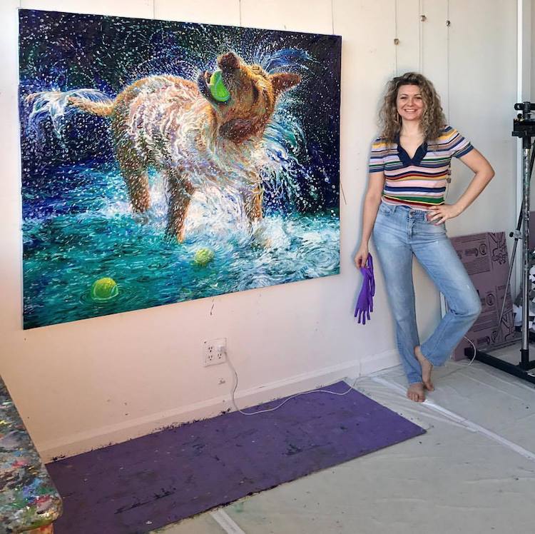 750x748 Finger Painting Artist Uses Childhood Technique In Vibrant Works - Large Watercolor Art