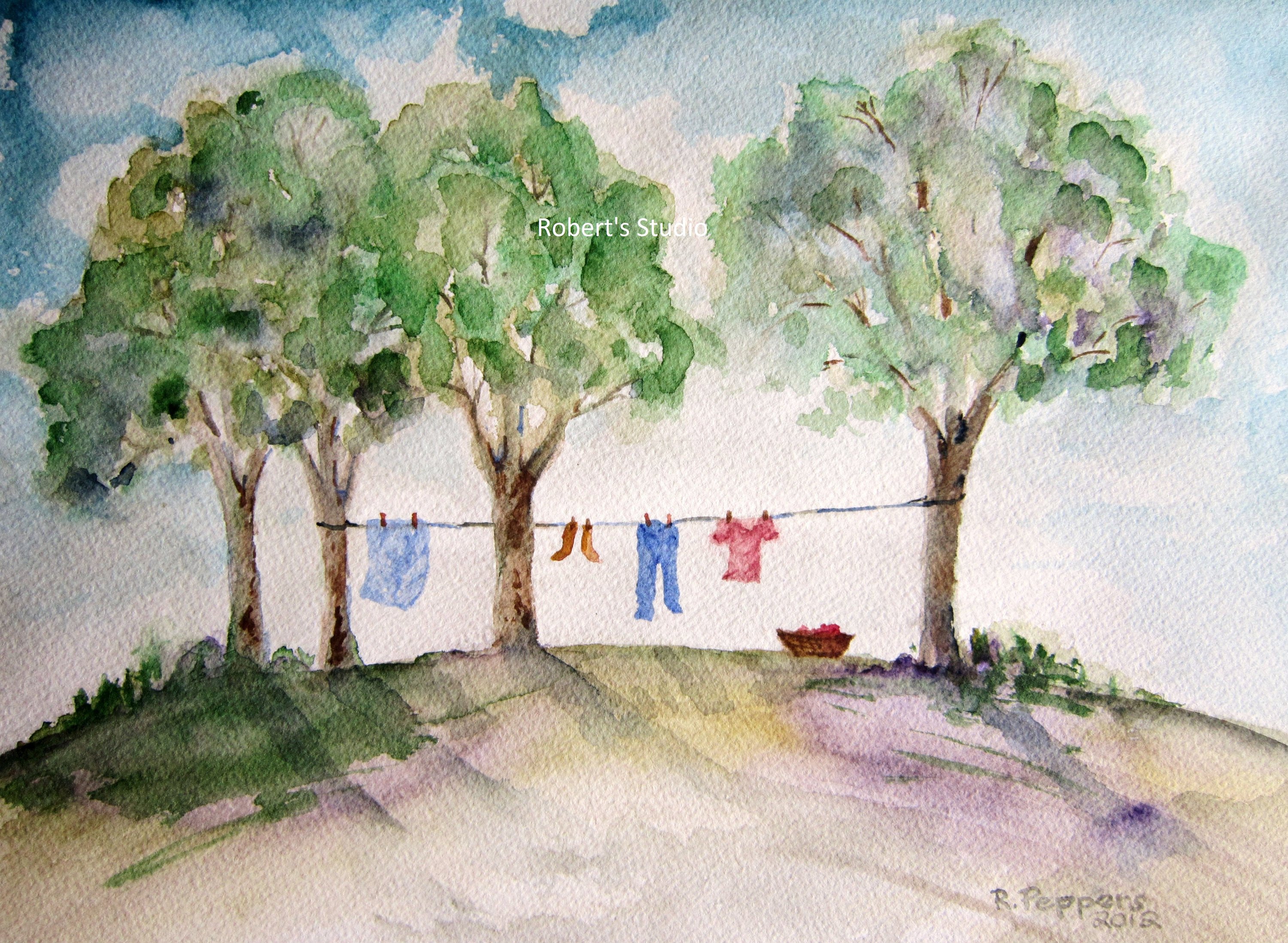 3000x2196 Laundry Day Print Of Original Watercolor Painting Watercolor Etsy - Laundry Watercolor