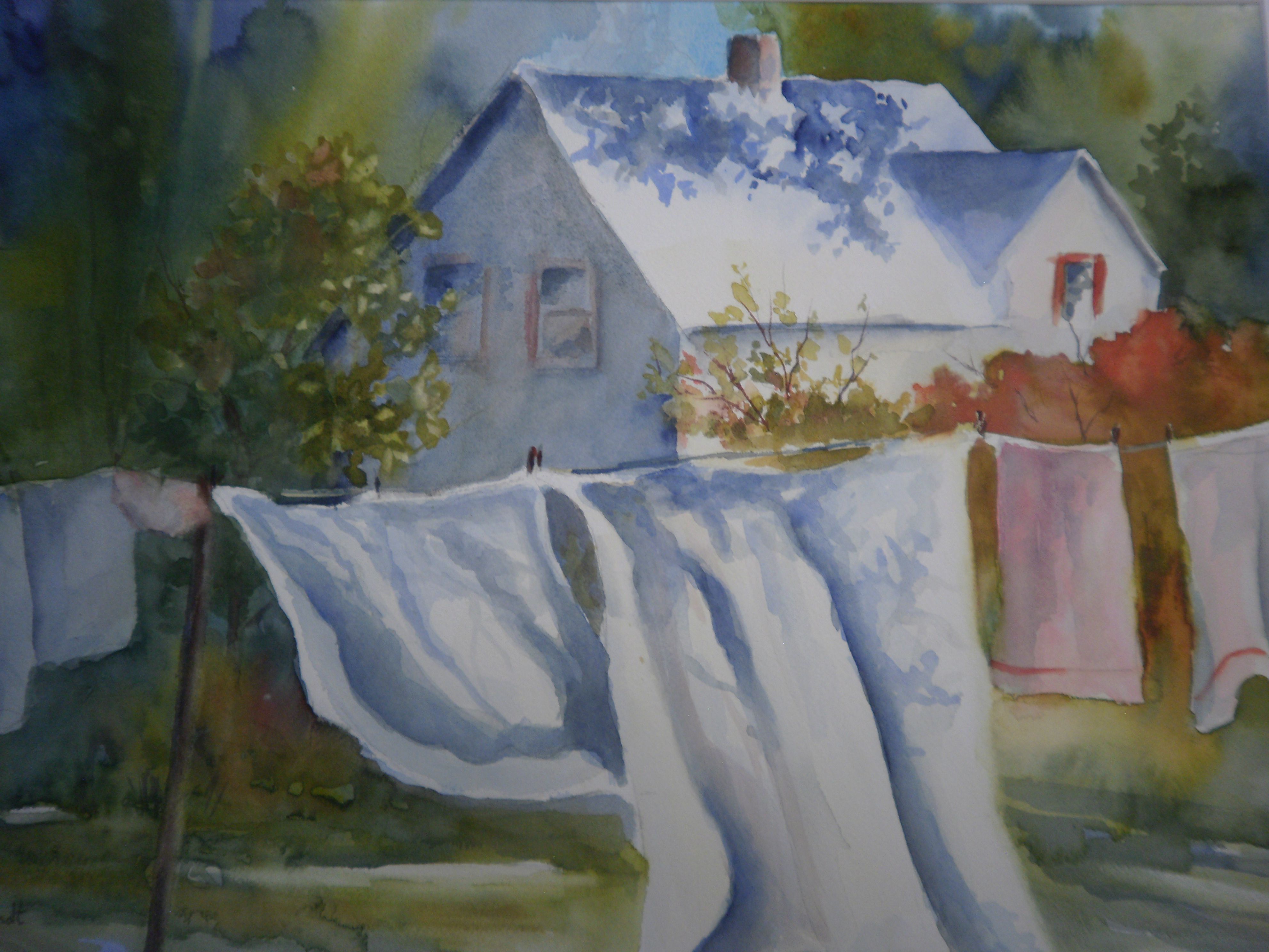3968x2976 Monday Morning By Mj Milbrandt - Laundry Watercolor