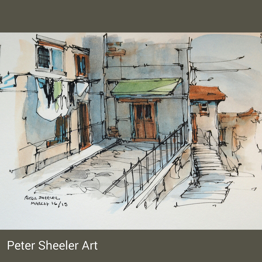 1024x1024 Urban Sketch. More Portuguese Laundry. Such An Amazing - Laundry Watercolor