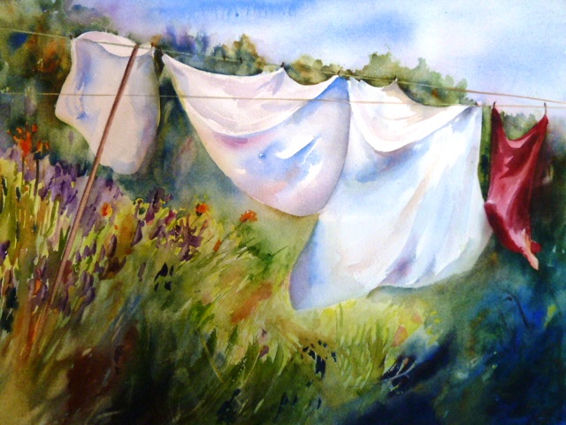 640x480 Donna Maclure Watercolors July 2012 - Laundry Watercolor
