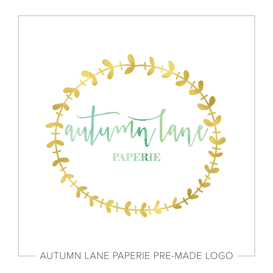 900x900 Watercolor Gold Laurel Wreath Logo Autumn Lane Paperie - Laurel Wreath Watercolor