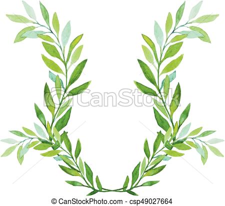 450x412 Watercolor Laurel Wreath Isolated On White Background. Vector - Laurel Wreath Watercolor