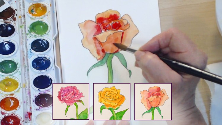 750x422 Learn Watercolor Painting Simple Roses Udemy - Learn Watercolor