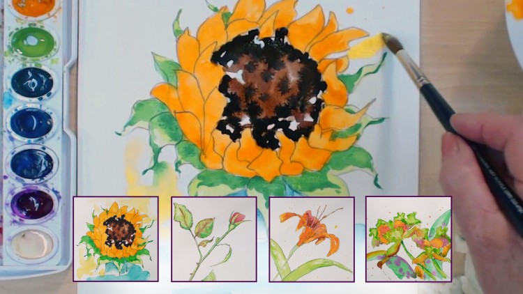 750x422 Learn Watercolor Painting Sunflower, Daylily, Rose, Orchids Udemy - Learn Watercolor