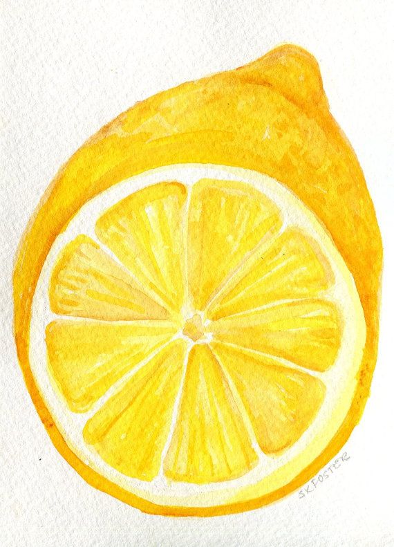 570x791 Lemon Watercolor Painting, Small Wall Art, Kitchen Decor, 5 X 7 - Lemon Watercolor Painting