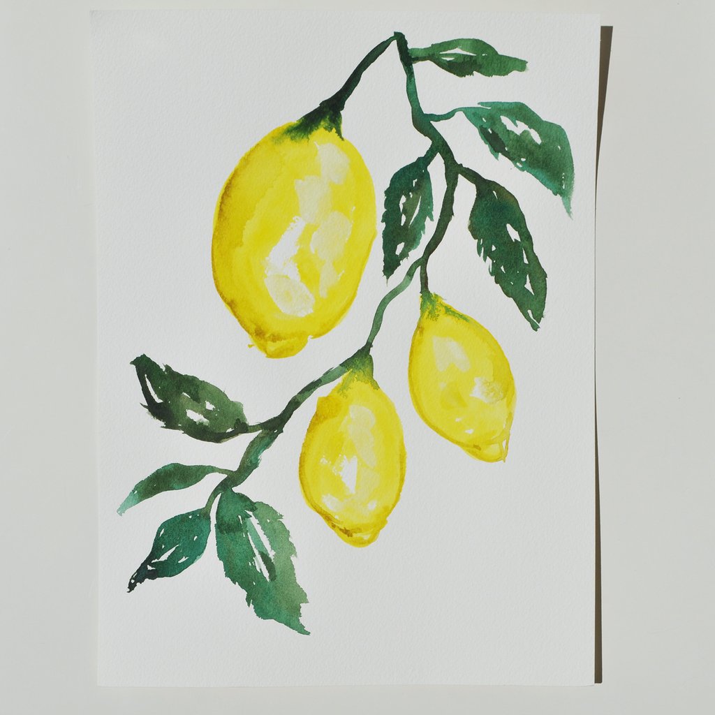 1024x1024 Modern Lemon Watercolor Kitchen Original Painting - Lemon Watercolor Painting