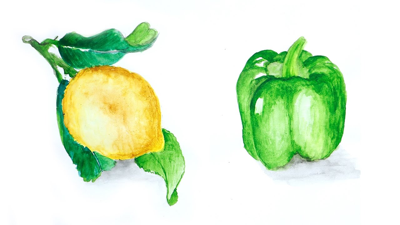 1280x720 Watercolor Painting How To Draw Watercolor Vegetables - Lemon Watercolor Painting