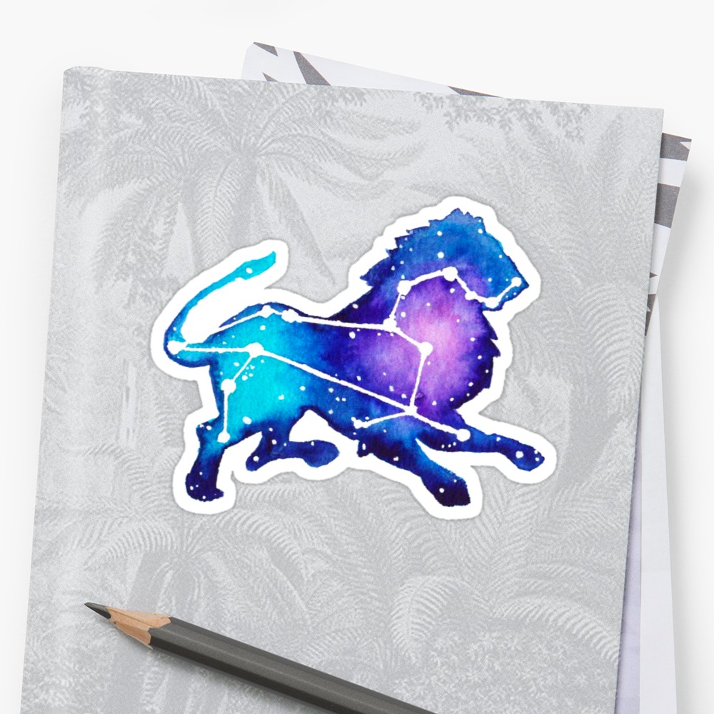 1000x1000 Leo Zodiac Constellation Watercolor Painting Stickers By - Leo Watercolor