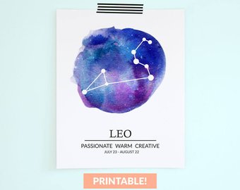 340x270 Leo Watercolor Etsy - Leo Watercolor