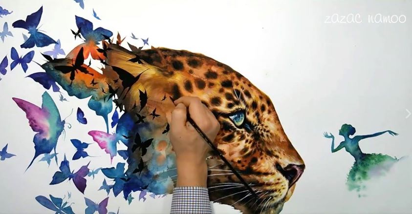 843x439 Stunning Leopard Watercolor Painting By Sung Ho Lee - Leopard Watercolor