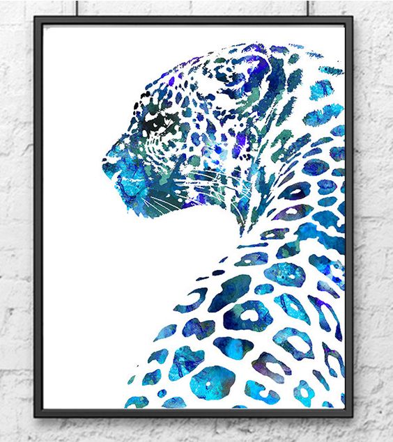 564x635 Blue Leopard, Watercolor, 300x400 Art - Leopard Watercolor