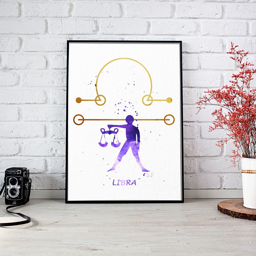 1000x1000 Libra Print, Astrology Art, Libra Zodiac, Zodiac Art Print, Libra - Libra Watercolor