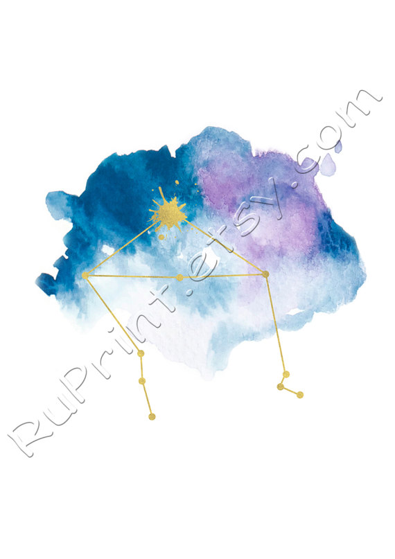 570x807 Printable Zodiac Libra, Watercolor Libra Constellation, Blue - Libra Watercolor