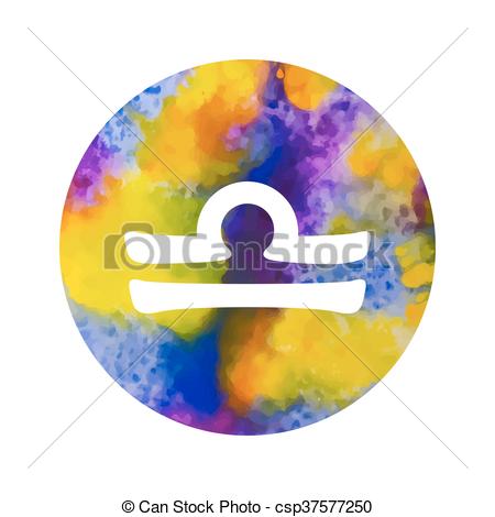 450x470 Sign Of The Zodiac Libra On Watercolor Background. Free Hand - Libra Watercolor