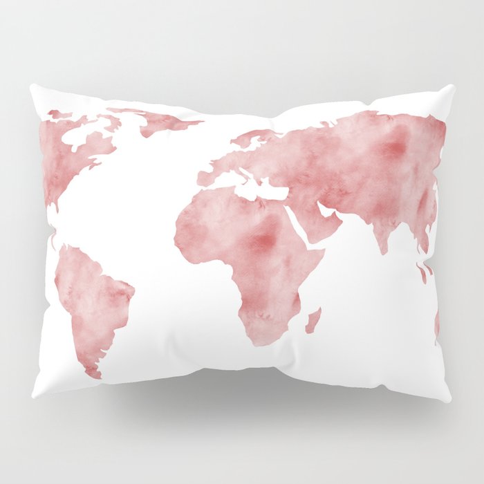 700x700 World Map Light Red Watercolor Pillow Sham By Mapmaker Society6 - Light Red Watercolor