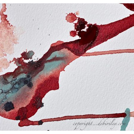 450x450 Watercolor Abstract, Sage Green, Light Red, Works On Paper - Light Red Watercolor
