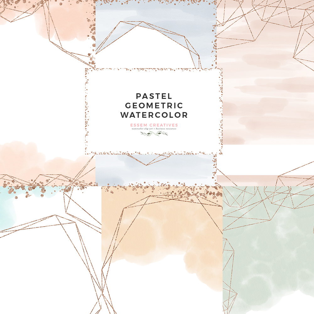 1000x1000 Light Amp Airy Watercolor Geometric Borders And Digital Paper - Light Watercolor