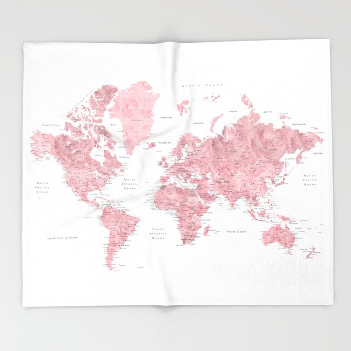 700x700 Light Pink, Muted Pink And Dusty Pink Watercolor World Map With - Light Watercolor