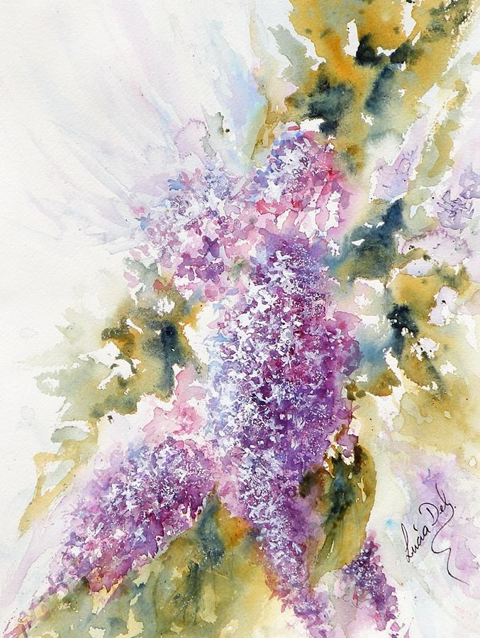 677x900 Lilacs Painting By Lucia Del - Lilac Watercolor