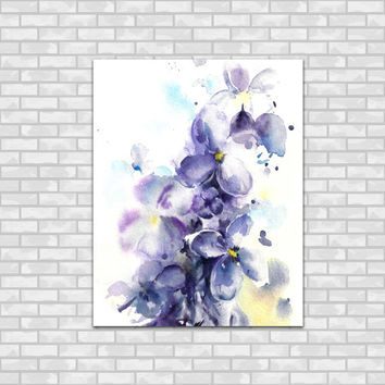 354x354 Bird Watercolor Painting Art Print - Lilac Watercolor
