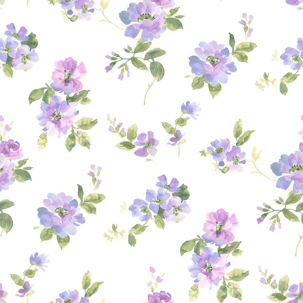 1000x1000 Chesapeake Captiva Purple Watercolor Floral Wallpaper Dlr54593 - Lilac Watercolor