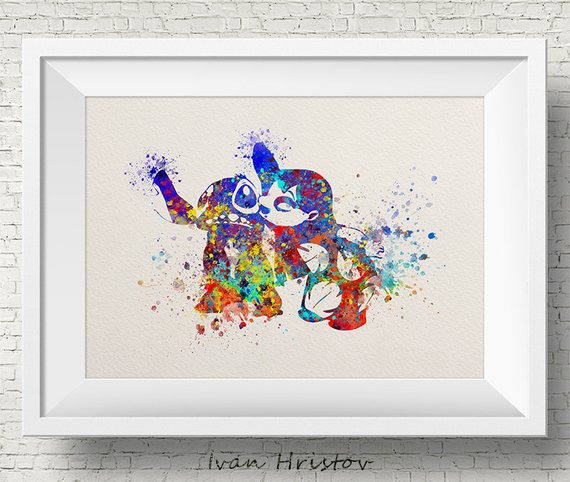 570x482 Lilo Stitch Lilo Amp Stitch Disney Watercolor Art Print Etsy - Lilo And Stitch Watercolor