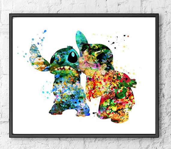 570x499 Lilo And Stitch Poster Lilo And Stitch Art Print Nursery Lilo And - Lilo And Stitch Watercolor