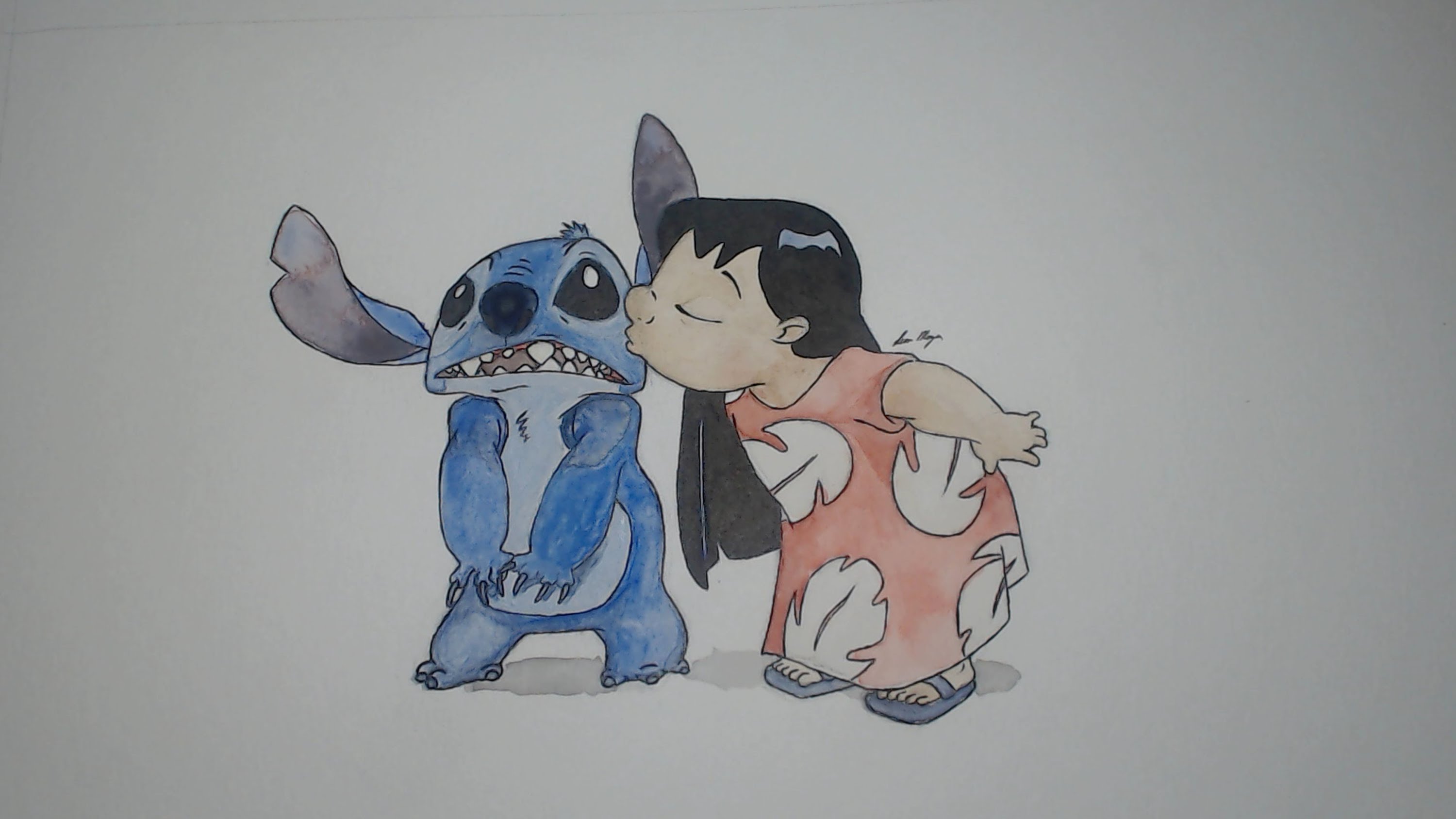 3000x1688 Lilo And Stitch Speed Art (Watercolor) - Lilo And Stitch Watercolor