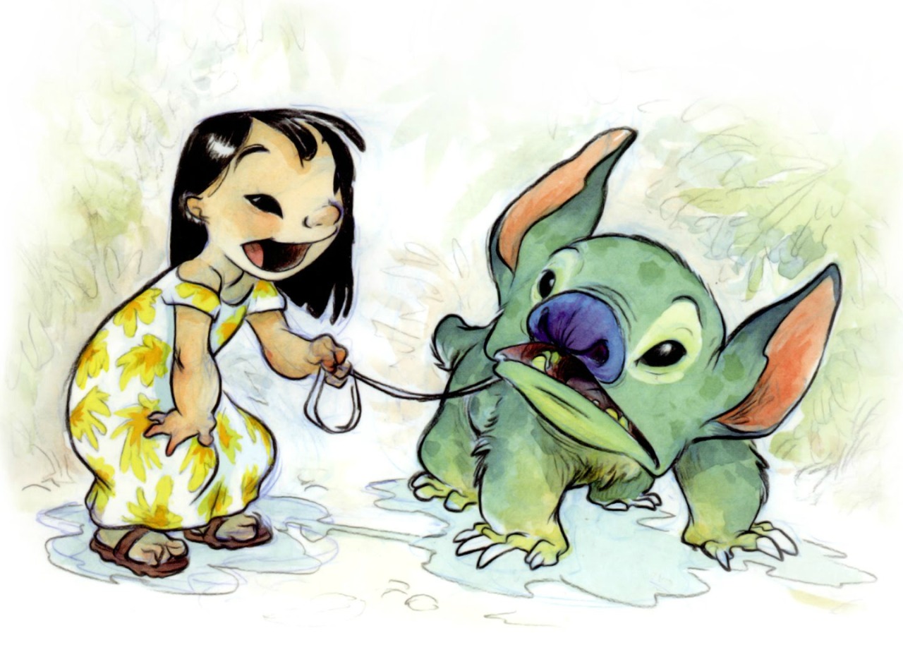 1280x914 Disney Watercolor Animation Concept Art Lilo Stitch Hawaii - Lilo And Stitch Watercolor