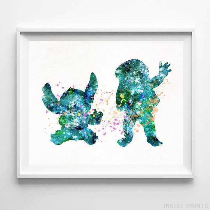 699x699 Lilo And Stitch Wall Art Disney Watercolor Poster Nursery Baby - Lilo And Stitch Watercolor