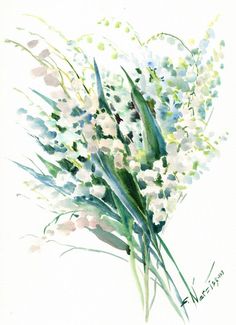 Lily Of The Valley Watercolor at PaintingValley.com | Explore ...