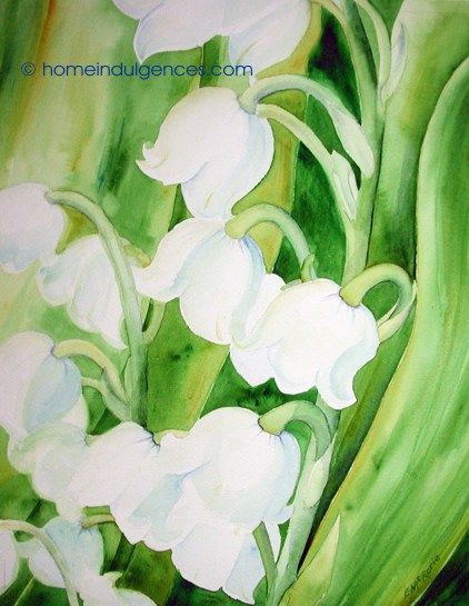 422x545 Lily Of The Valley Watercolor Aquarelles - Lily Of The Valley Watercolor