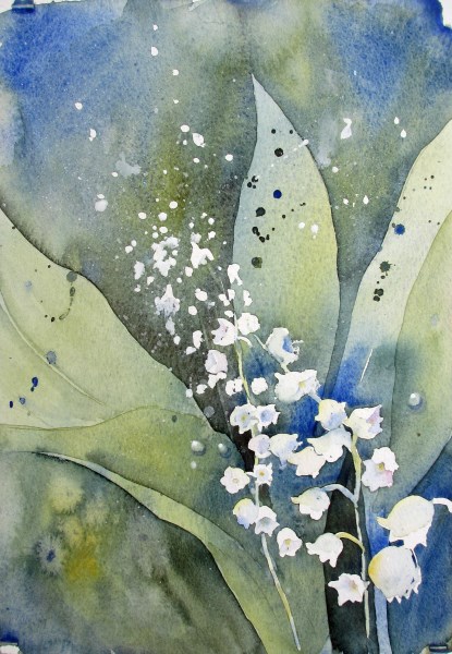 415x600 Watercolours By Polly Birchall Lily Of The Valley - Lily Of The Valley Watercolor