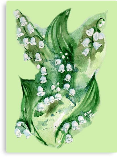 411x550 Lily Of The Valley Watercolor Canvas Prints By Artkseniia Redbubble - Lily Of The Valley Watercolor