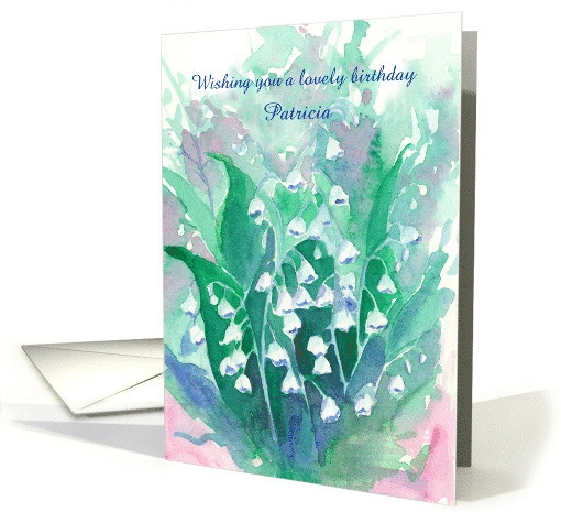 510x465 Happy Birthday Lily Of The Valley Watercolor Flowers Custom Name Card - Lily Of The Valley Watercolor