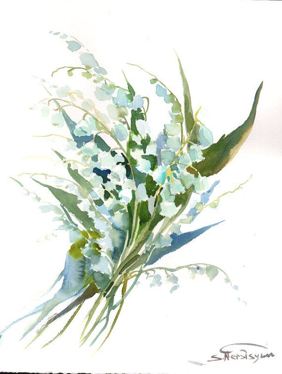 Lily Of The Valley Watercolor at PaintingValley.com | Explore ...