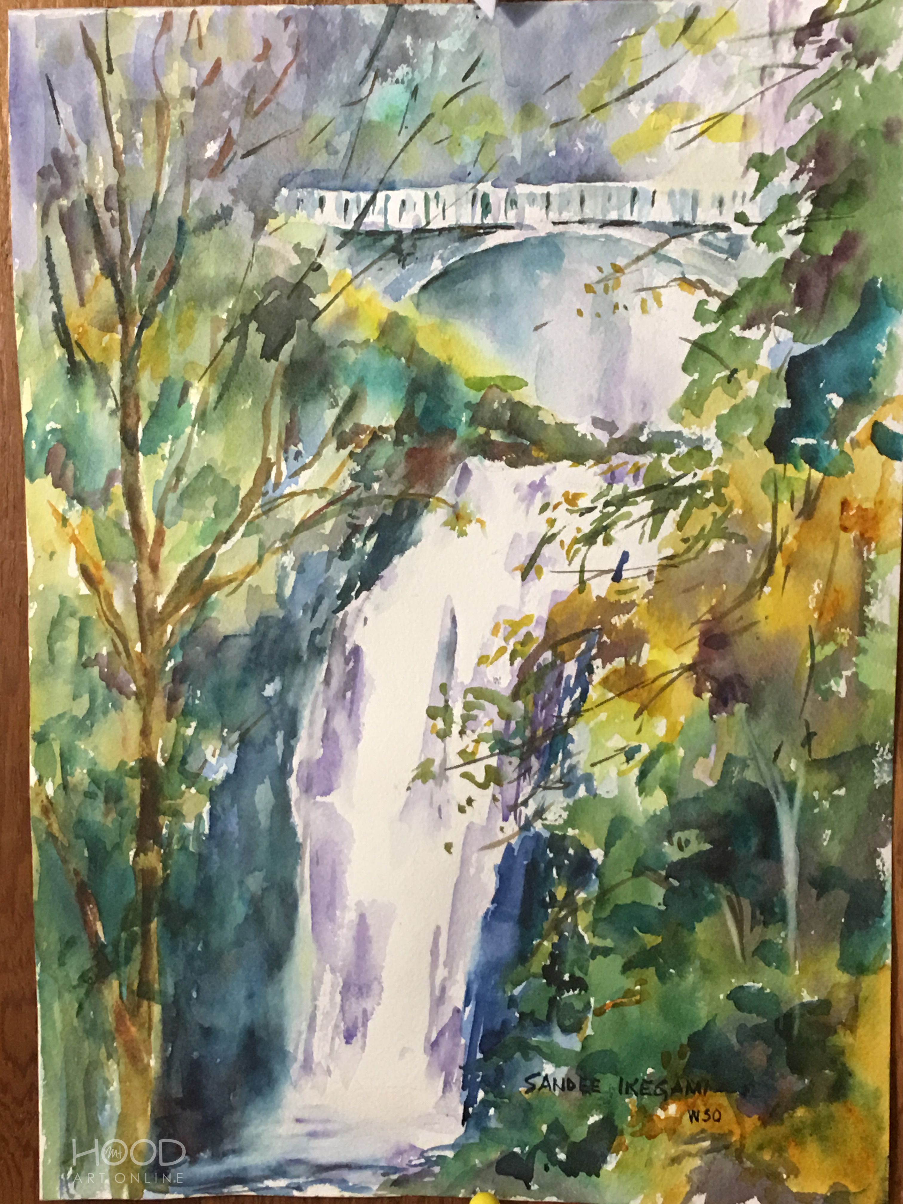3024x4032 Multnomah Falls By Sandee Ikegami, Watercolor. For Sale! See Link - Link Watercolor