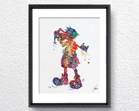 570x456 Sora King Of Hearts 01 Link Watercolor Illustrations Art Print - Link Watercolor