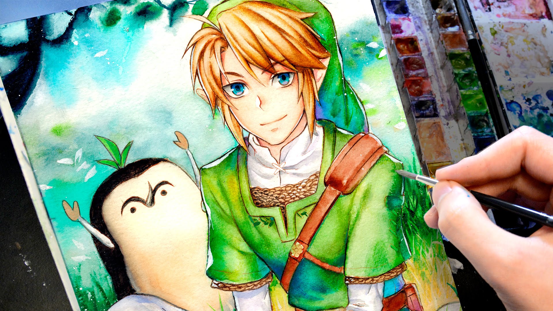 1920x1080 Watercolor Legend Of Zelda - Link Watercolor