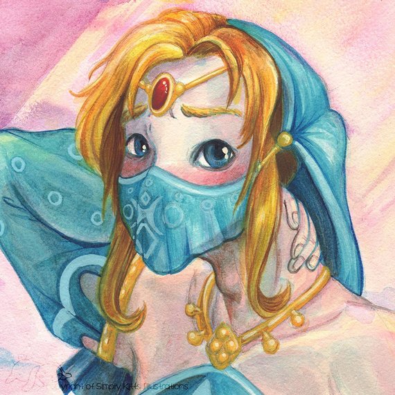 570x570 Gerudo Link Breath Of The Wilds Watercolor Prints 11x17 Etsy - Link Watercolor