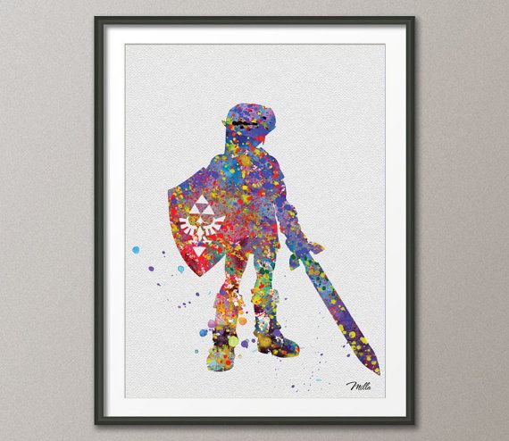 570x494 In Love With Her Work! Legend Of Zelda Modern Link Watercolor - Link Watercolor