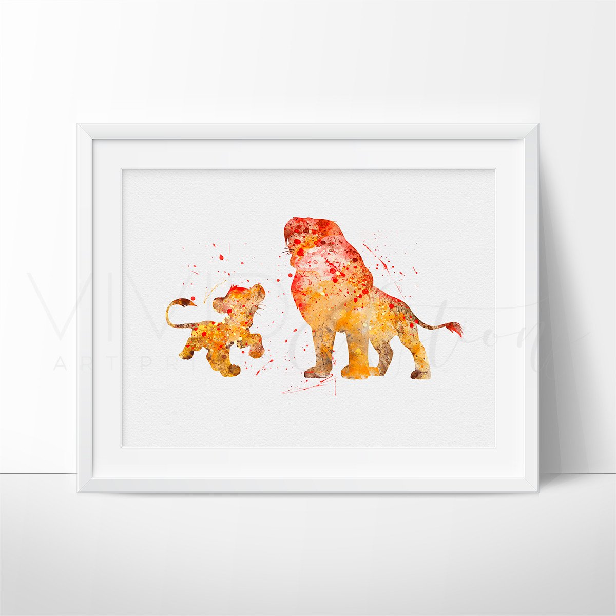 1200x1200 Lion King Simba Amp Mufasa Watercolor Nursery Art Print, Kids Wall - Lion King Watercolor