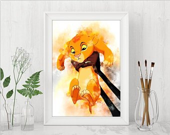 340x270 Lion King Watercolor Etsy - Lion King Watercolor