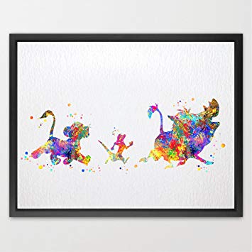 355x355 Dignovel Studios 8x10 The Lion King Simba Timon - Lion King Watercolor