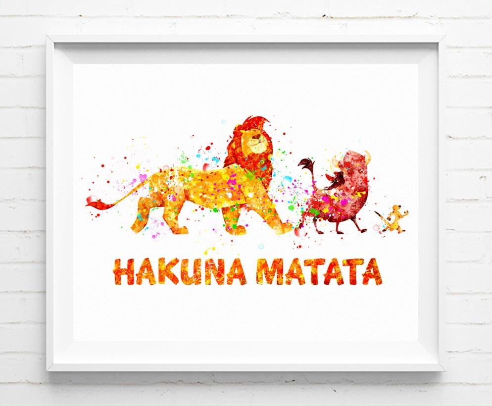 994x820 Disney Lion King Poster Simba Timon And Pumbaa Hakuna Matata Art - Lion King Watercolor