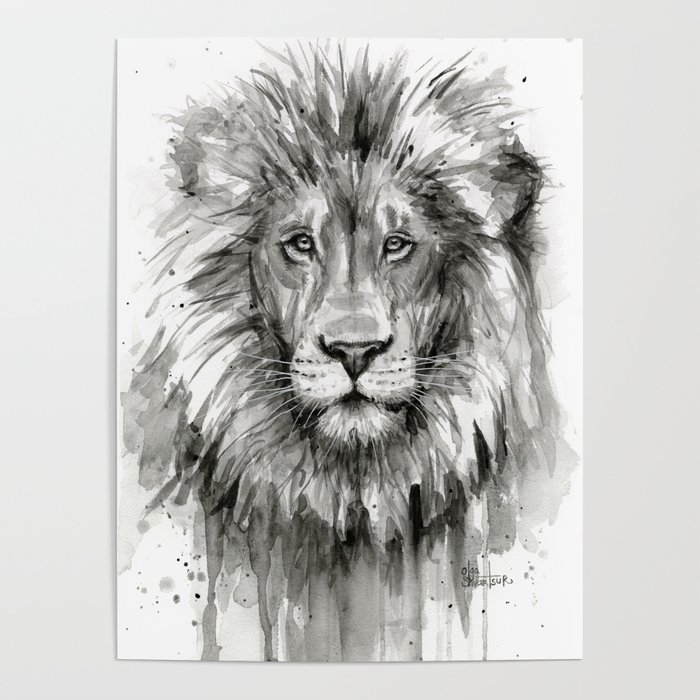 700x700 Lion Watercolor Animal Poster By Olechka Society6 - Lion Watercolor