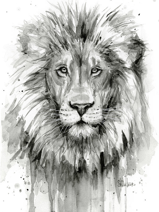 675x900 Lion Watercolor Painting By Olga Shvartsur - Lion Watercolor
