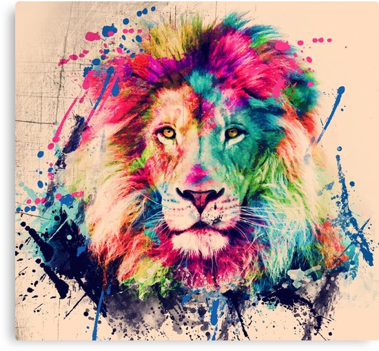 550x509 Lion Watercolor Splash Portrait Canvas Prints By Nora Gad - Lion Watercolor